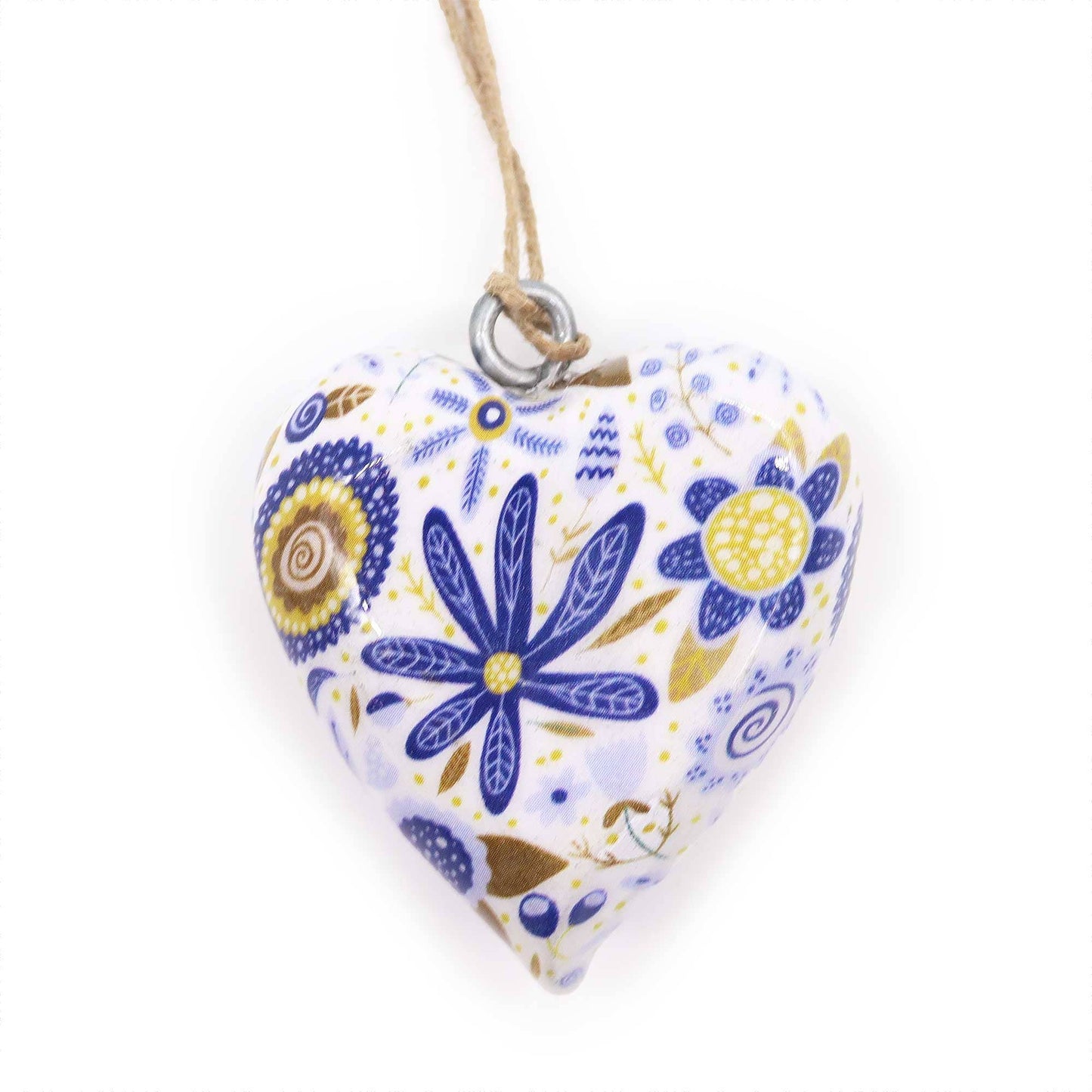 Decor Wood Hearts -  Blue Floral (24)