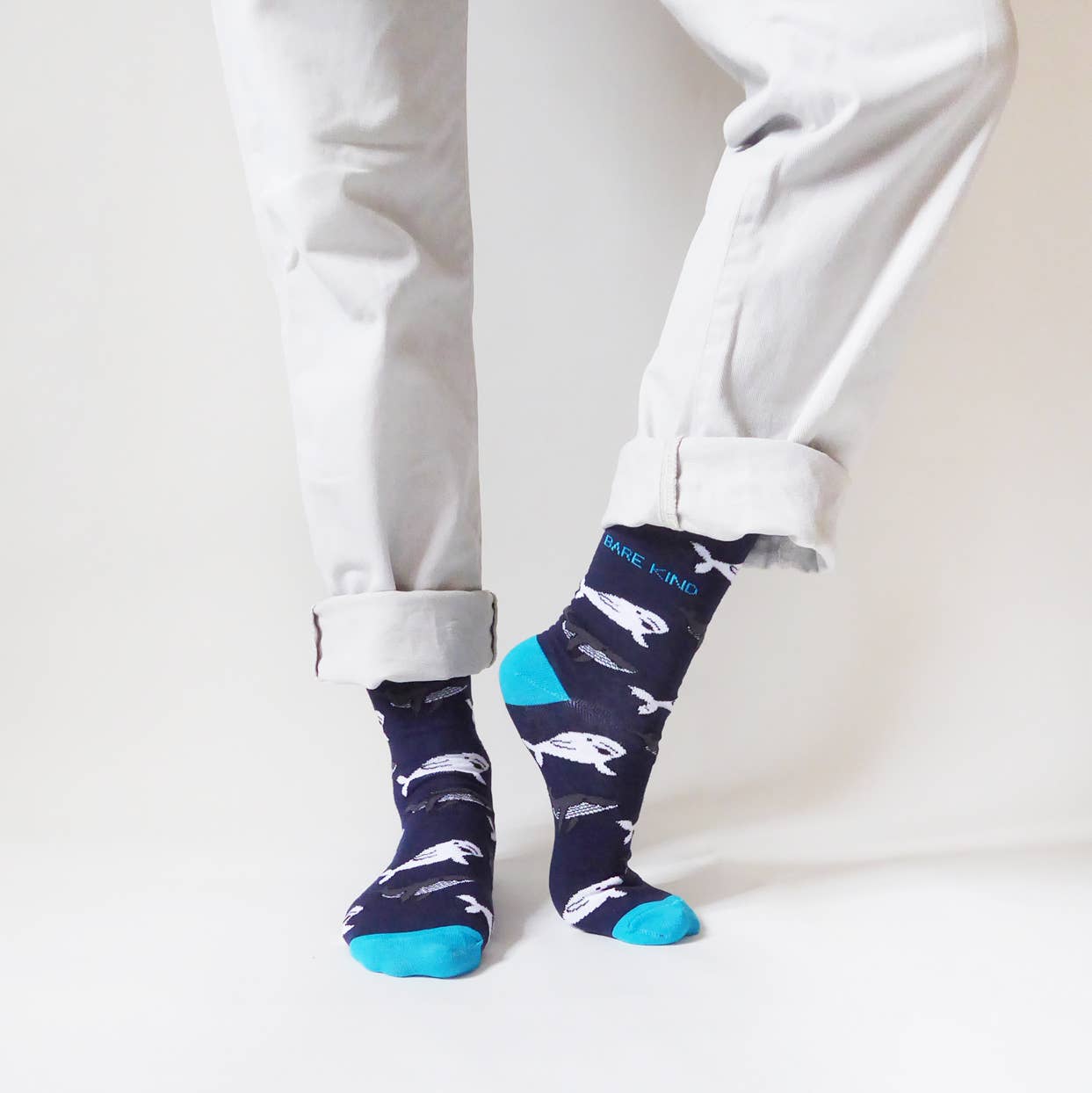 Whale Socks | Bamboo Socks | Dark Navy Blue Socks: UK Adult 4-7 / Single Pair / Whales