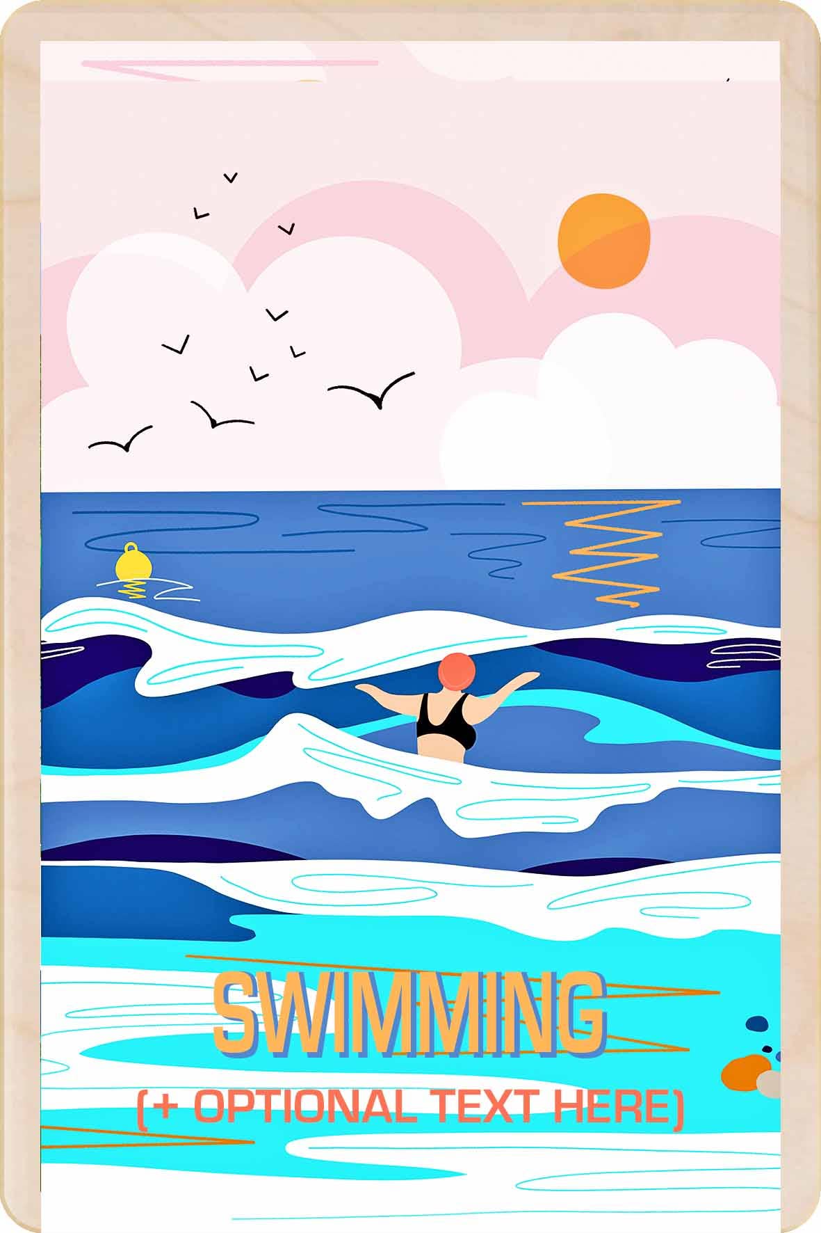 The Wooden Postcard Company SWIMMING wooden postcard