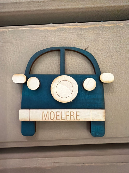 Gorgeous Little Bits - Teal Blue Campervan Moelfre Magnet