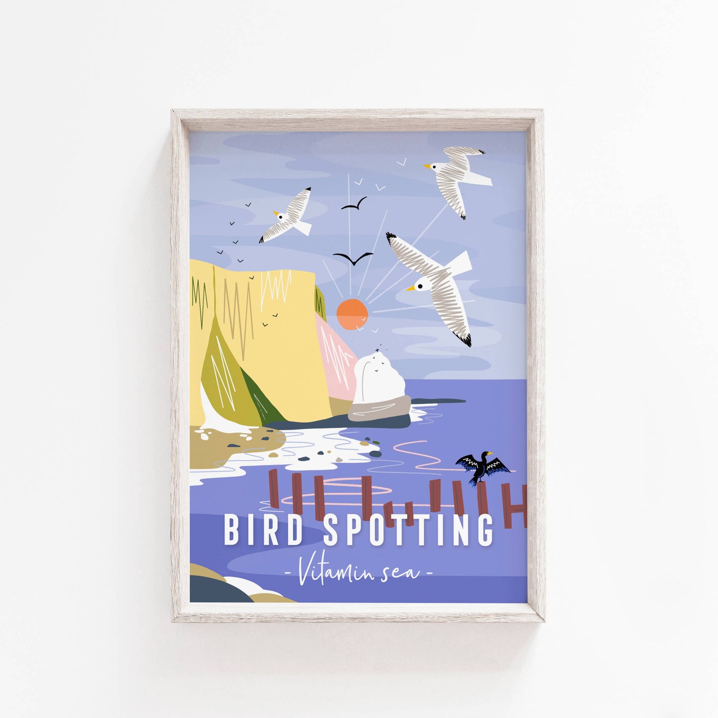 Onneke - Coastal print seaside poster bird spotting print unframed