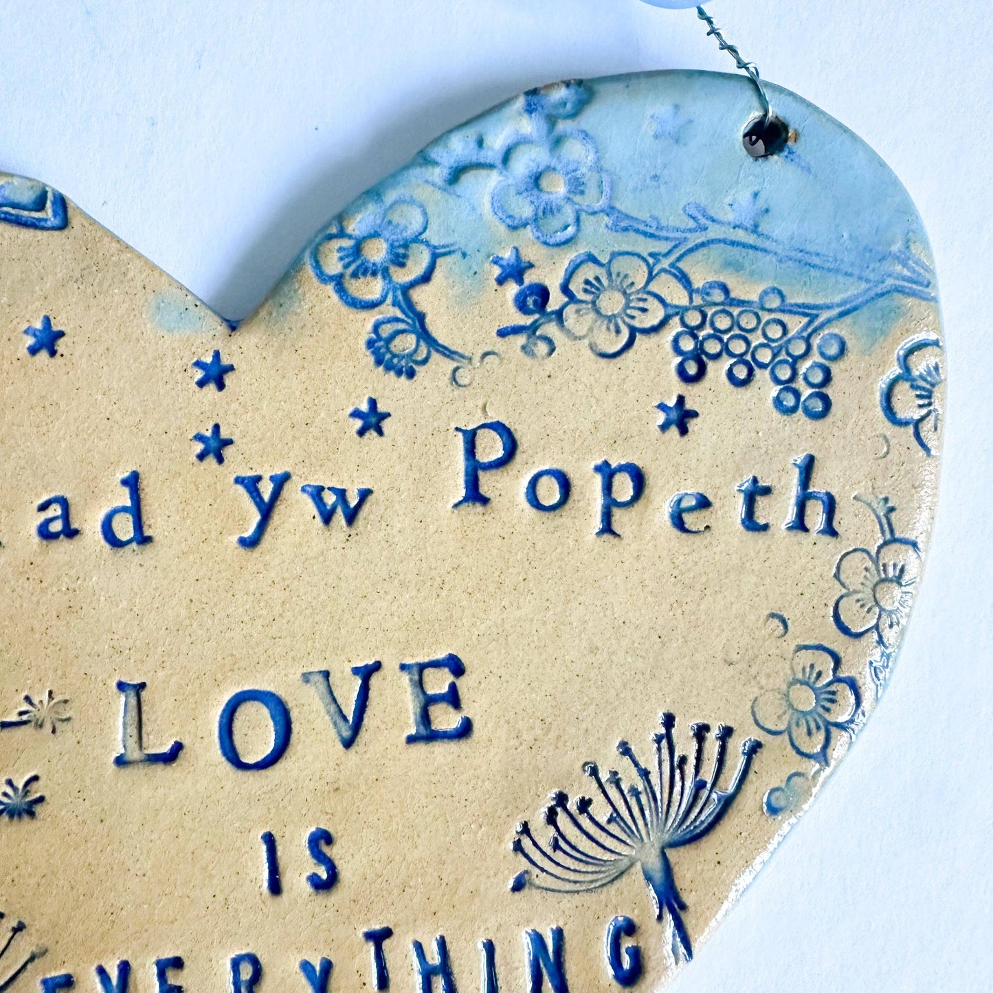 Welsh Ceramic Heart: Love is Everything, Handmade in Wales
