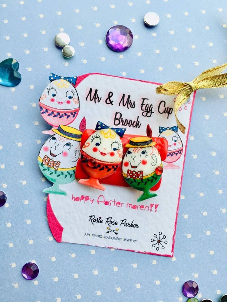 Rosie Rose Parker - Cute egg cup brooch