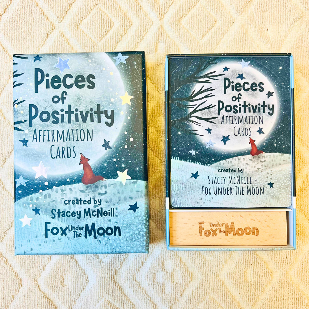 Fox under the Moon - Positive Affirmation Cards - set of 54 + Wooden Stand