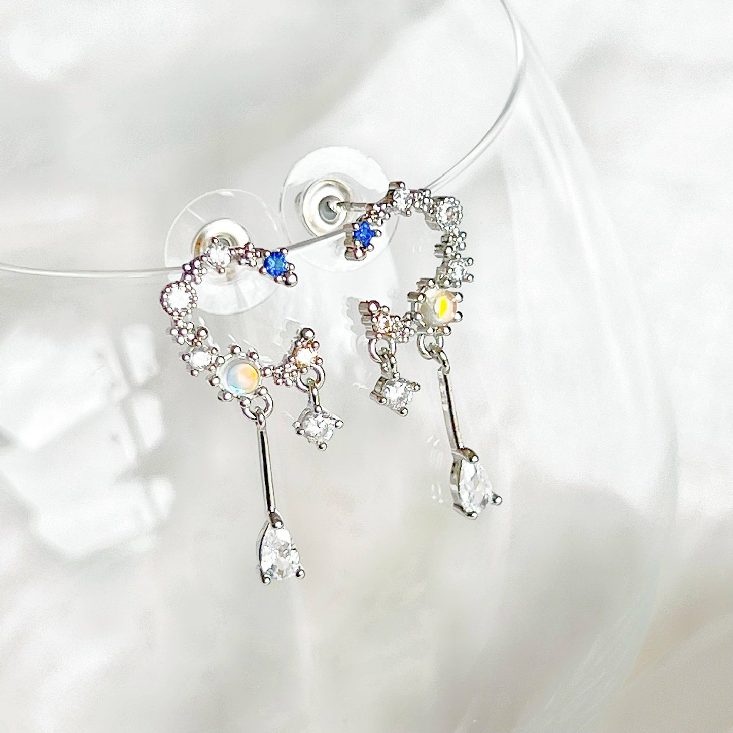 Ninaouity - Silver Moon Drop Earrings