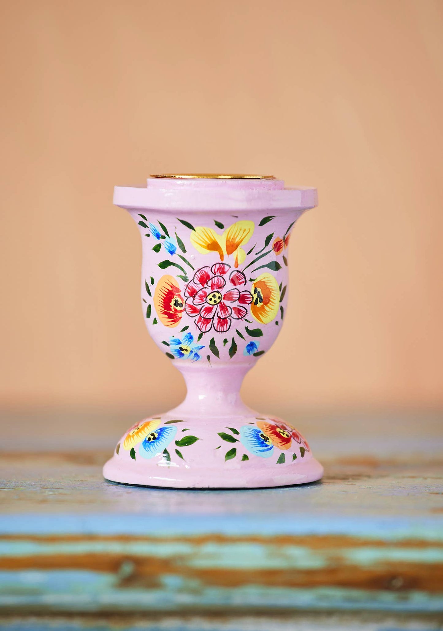 Namaste - Hand Painted Kashmiri Candlestick