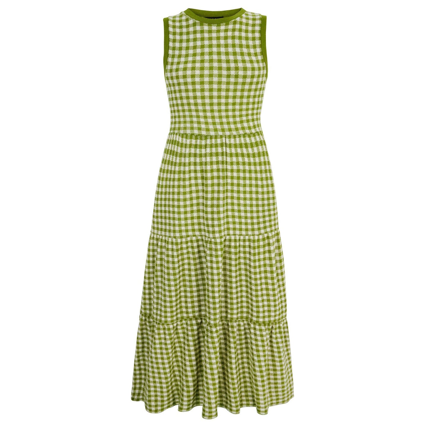 Cara & The Sky - Paula Gingham Knitted Midi Dress - Green