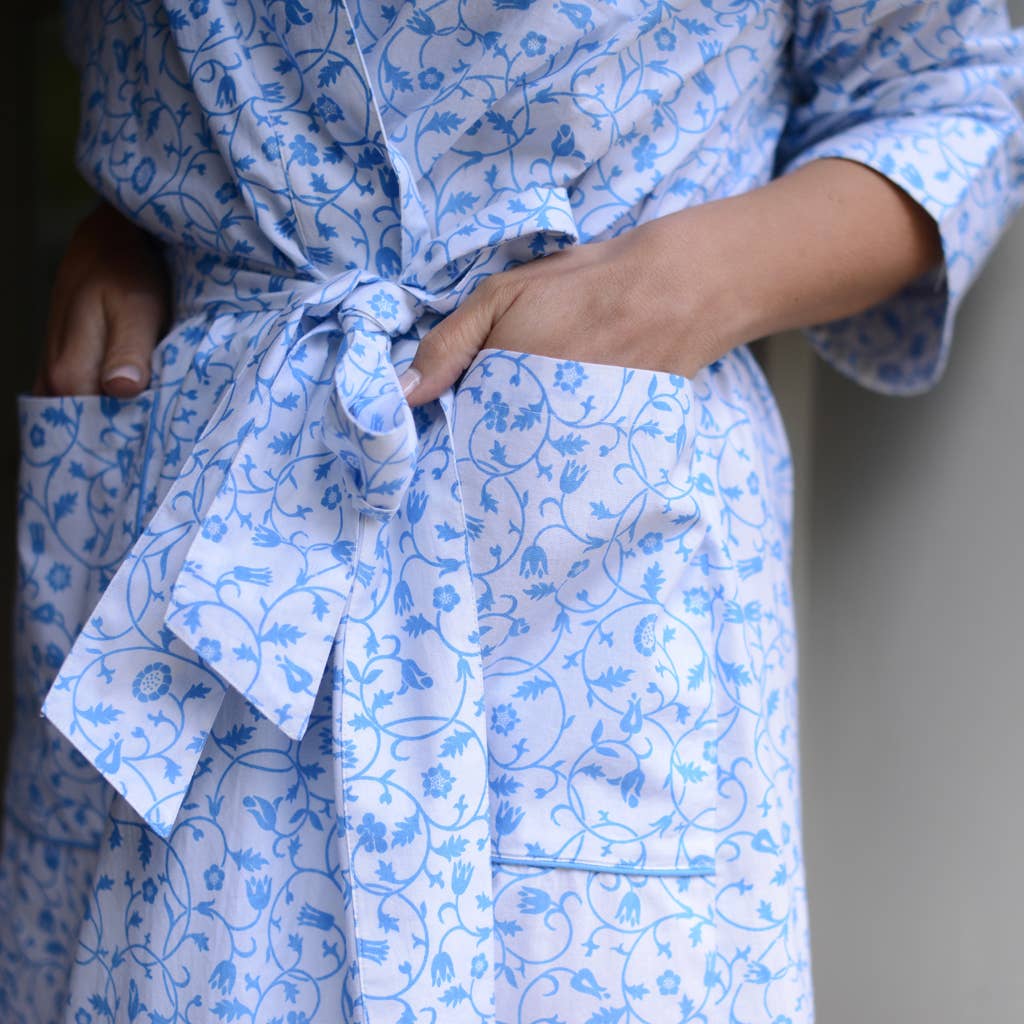 Blue & White Company Blue Botanical Robe