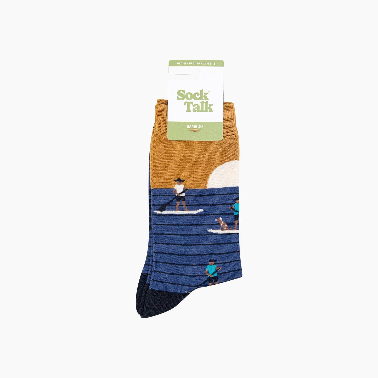 Sunset Paddle Boarding Bamboo Socks in Blue