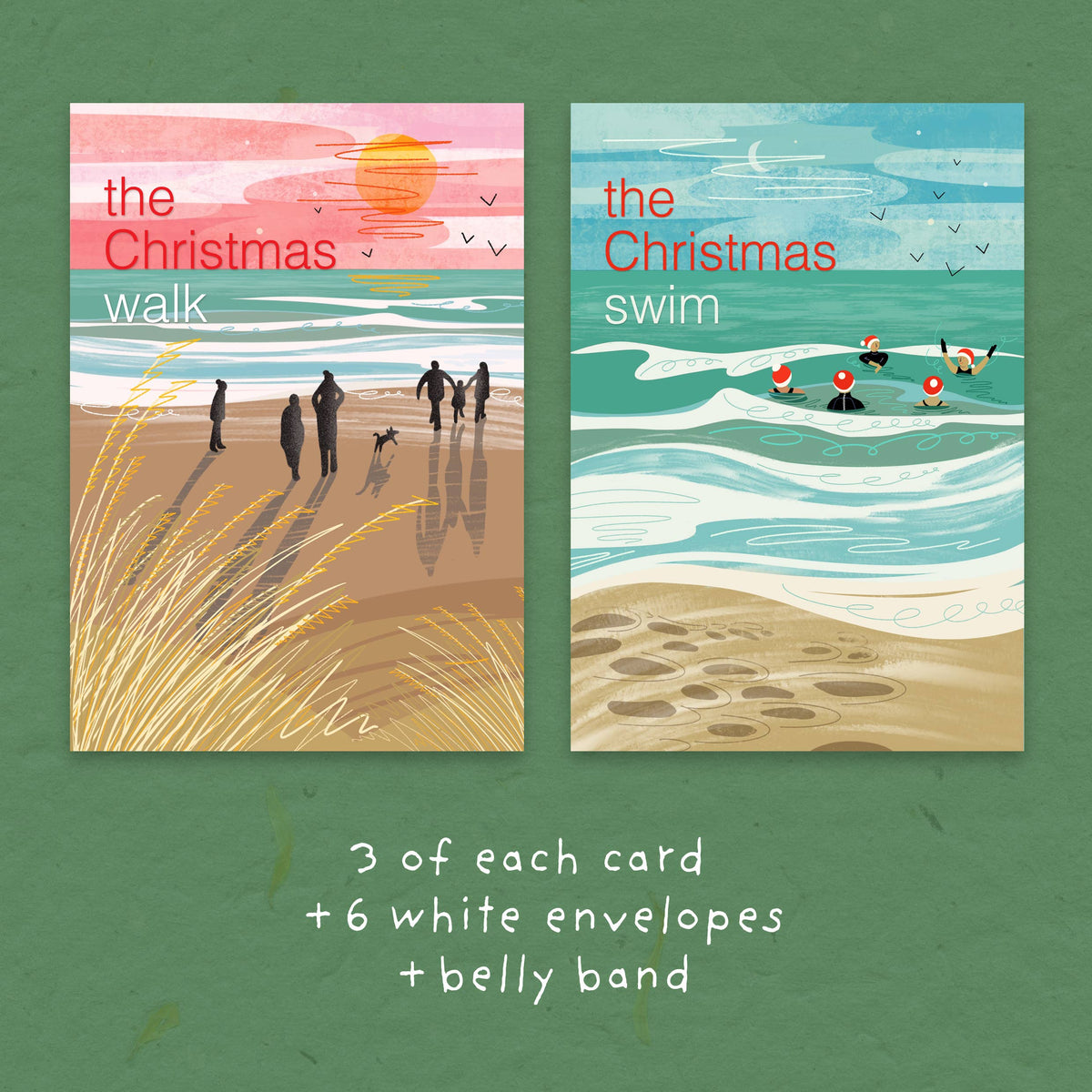 The Christmas Swim & The Christmas Walk | Pack of 6 Cards