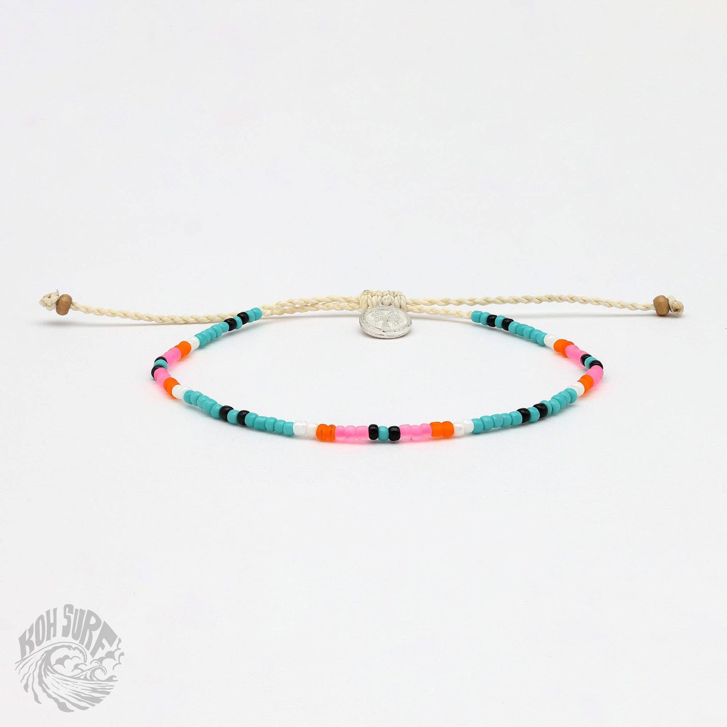 Pineapple Island -  Alila Dainty Beaded Bracelet, Surf Jewelry by Koh Surf: White & Gold