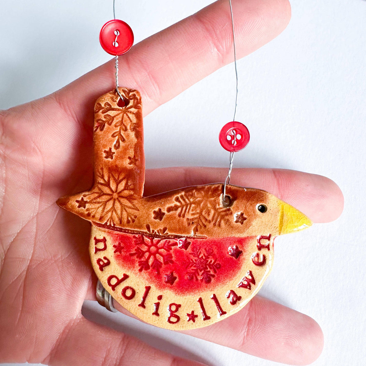 Nadolig Llawen Welsh Robin - Christmas Tree Decoration