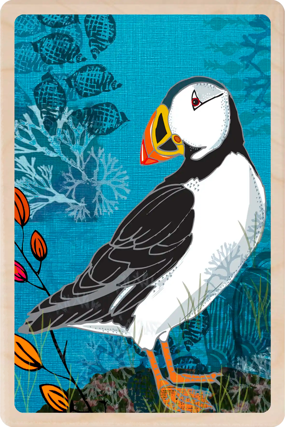 The Wooden Postcard Company - Puffin - Eco-friendly card