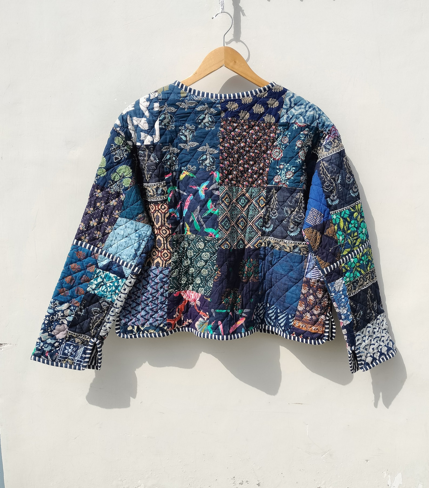 Reversible Quilted Cotton Patchwork Jacket - cream