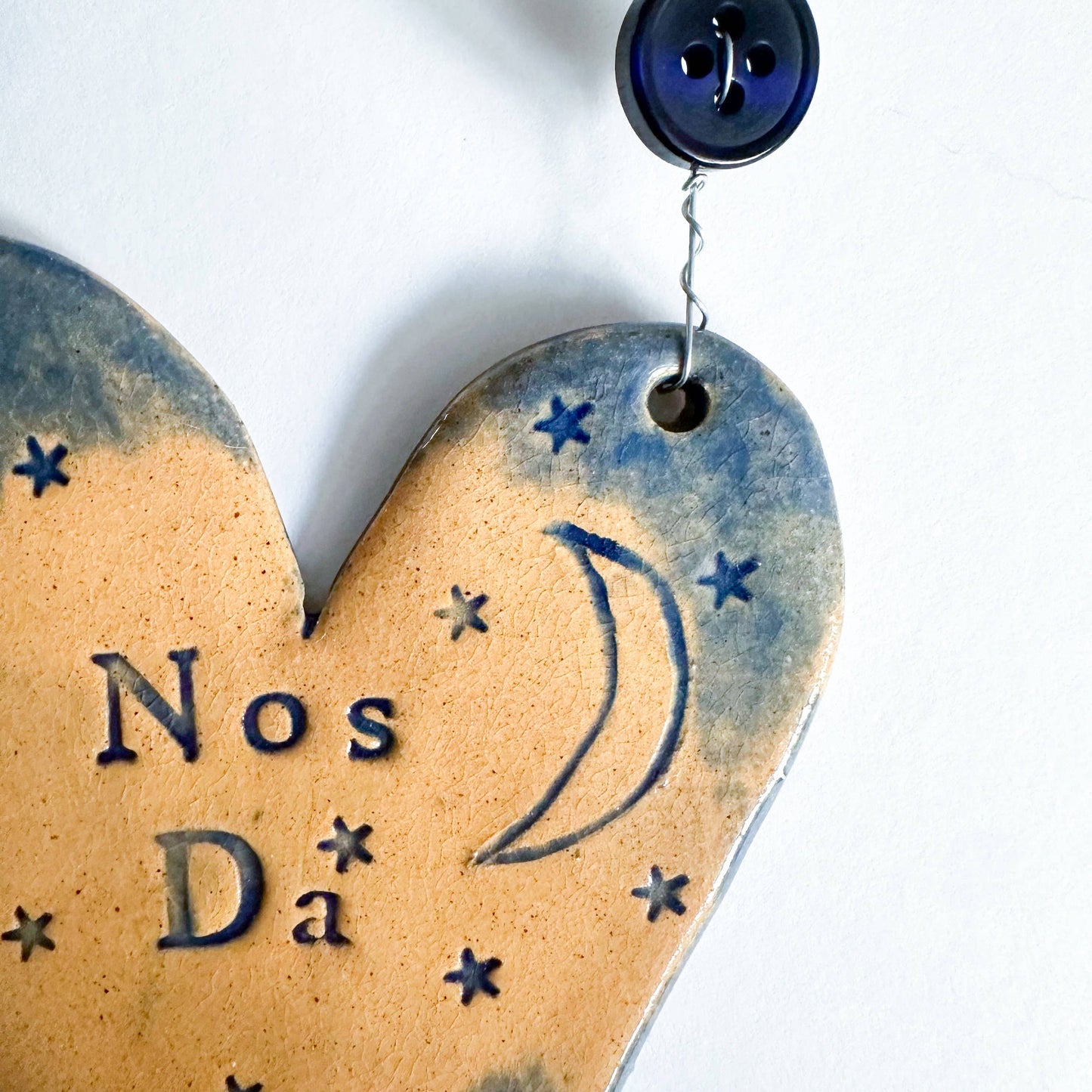 Nos Da Ceramic Hanging Heart Made in Wales