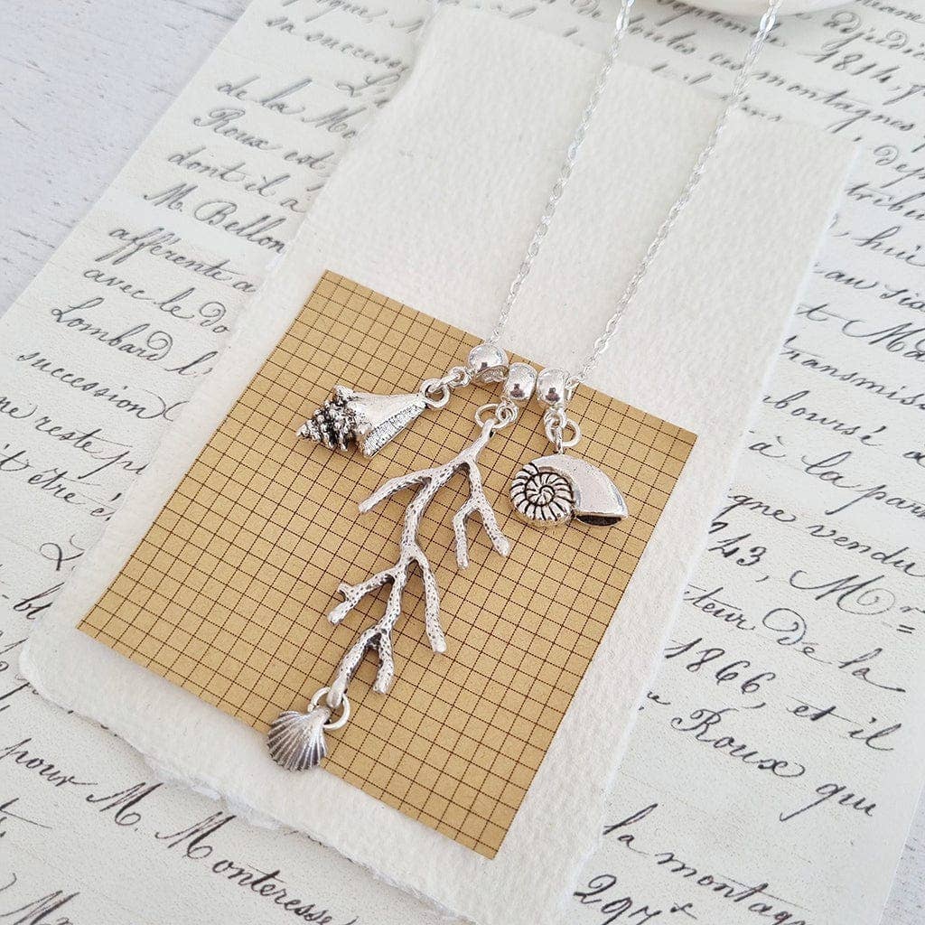 Coral and Shells Charm Necklace - 106