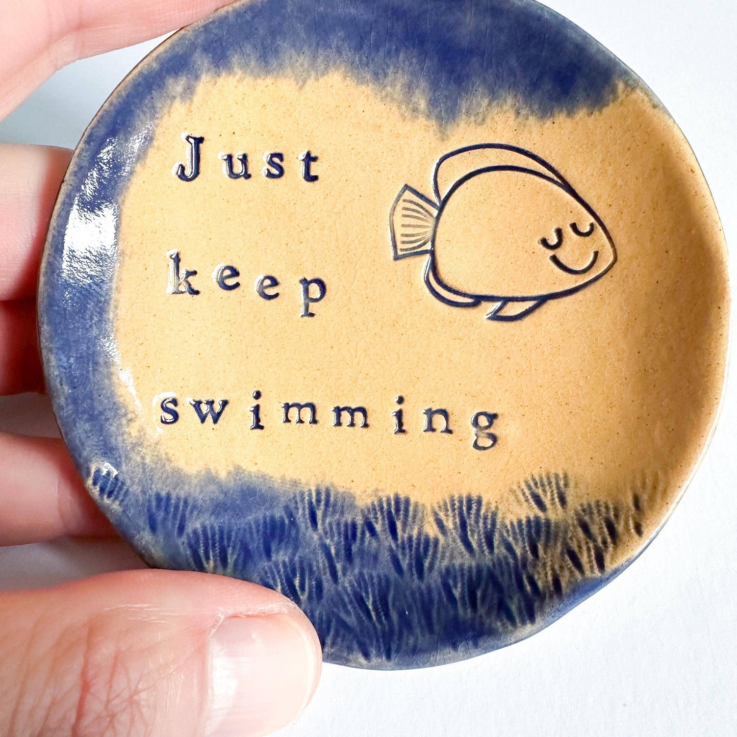 Just Keep Swimming - Ceramic Trinket Dish - Made in Wales