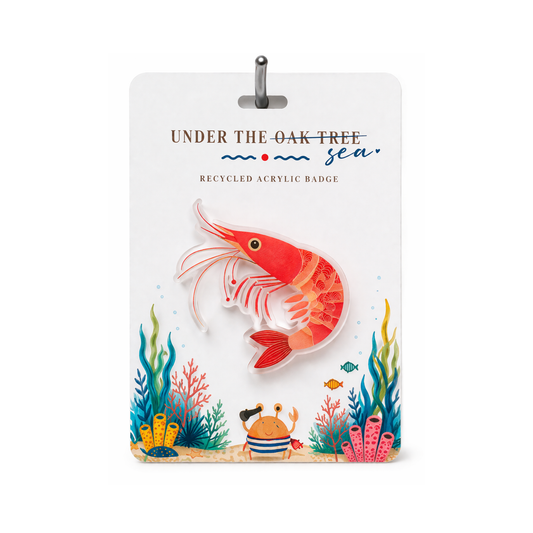 Pin Badge - Prawn shrimp Beach Summertime Seaside Coastal