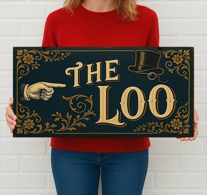 The Loo Metal Sign – Vintage Victorian Bathroom Toilet Arrow