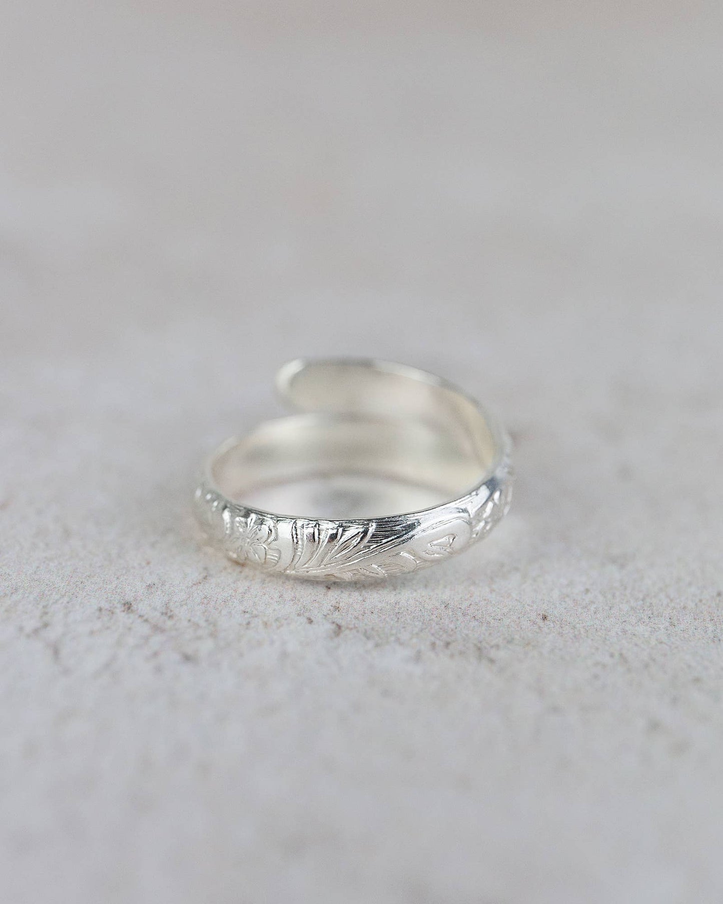 Lucy Kemp Jewellery - Sterling Silver Wrap Around Floral Thumb Ring