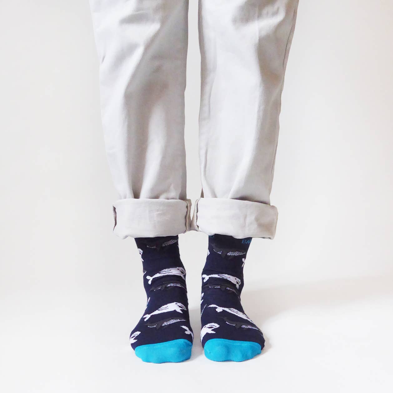 Whale Socks | Bamboo Socks | Dark Navy Blue Socks: UK Adult 7-11 / Single Pair / Whales