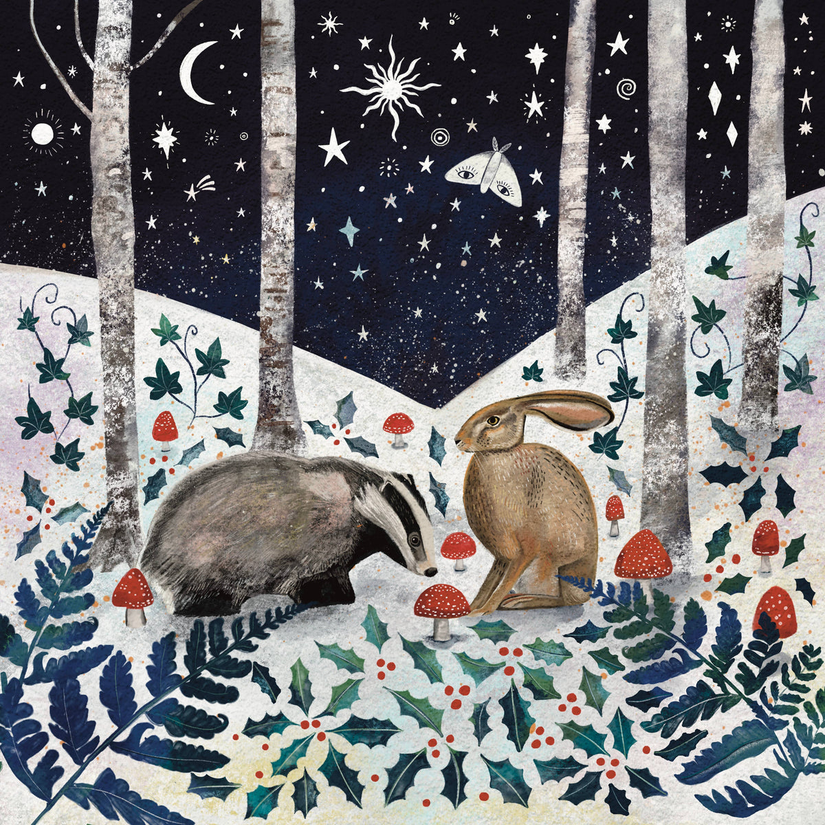 Glitter & Earth - Winter badger and hare
