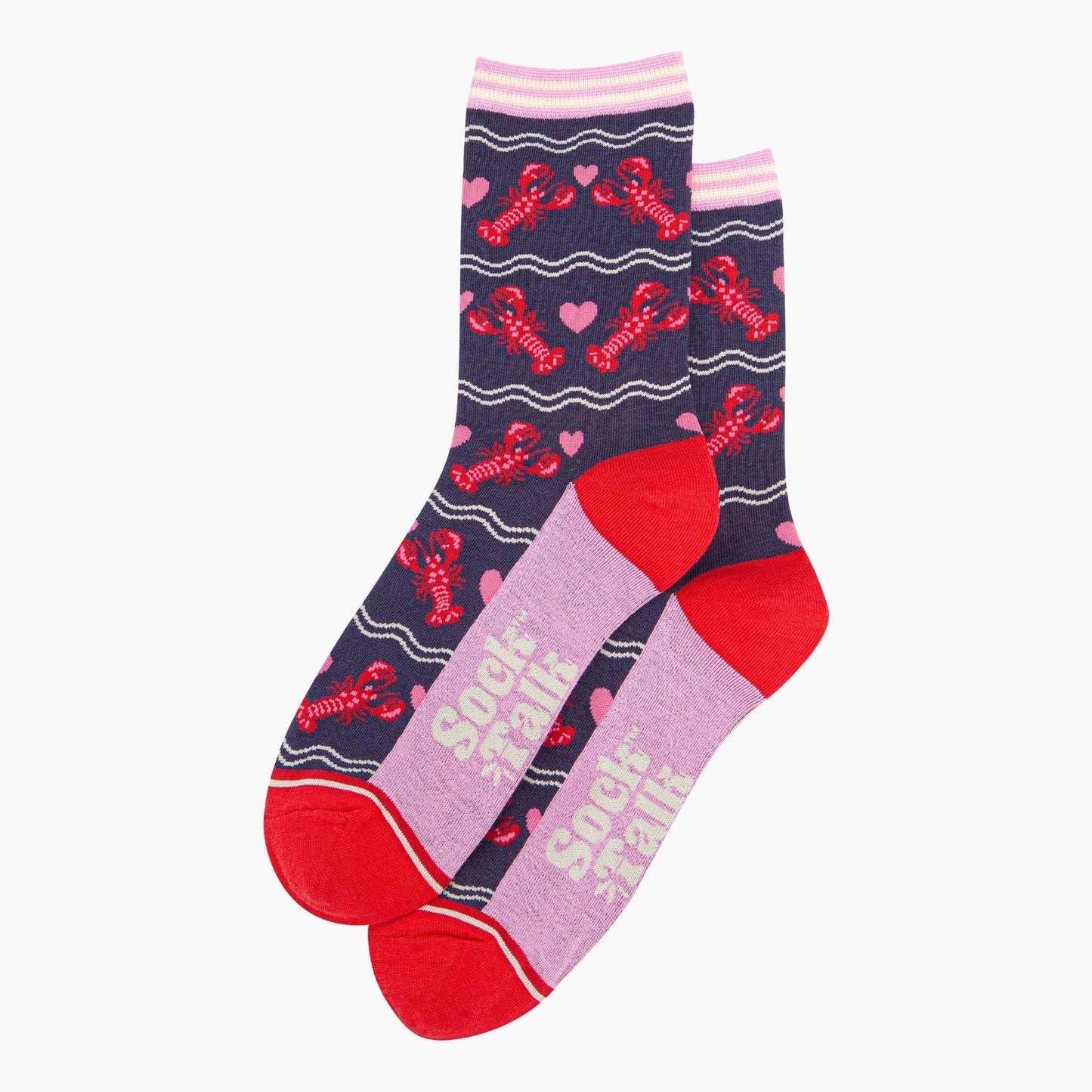 Lobsters Love Hearts Bamboo Socks in Navy Blue
