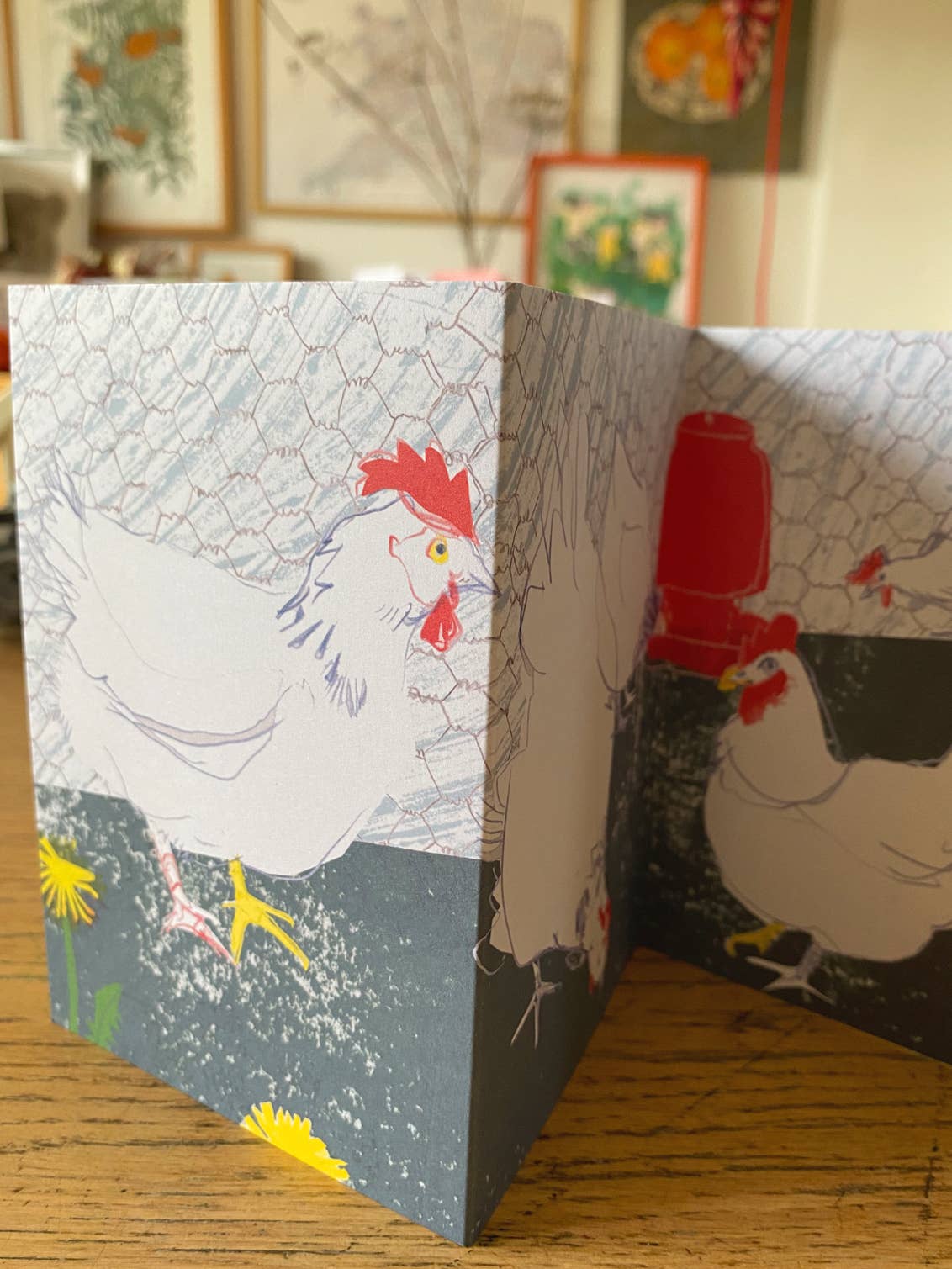 Esther Kent Design - Garden Hens Concertina Card