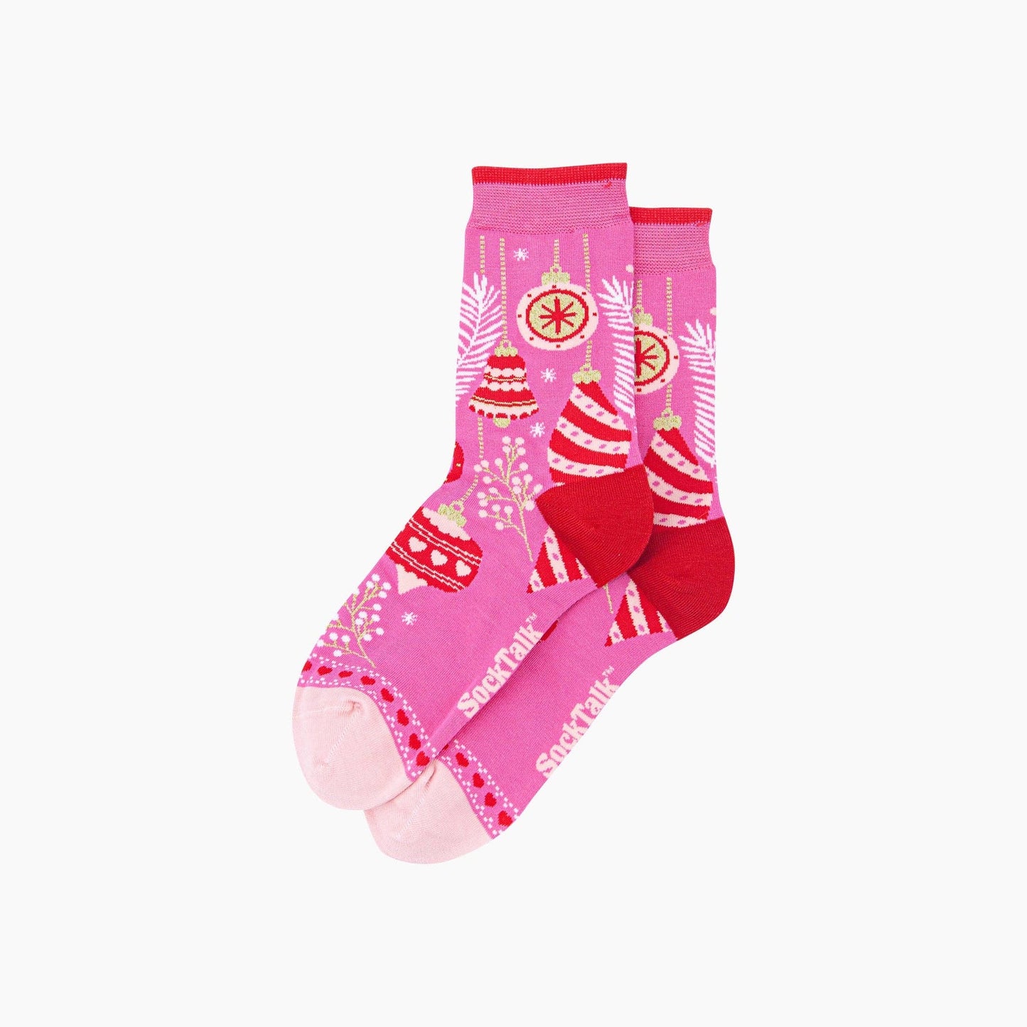 Christmas Baubles Women's Bamboo Socks in Hot Pink