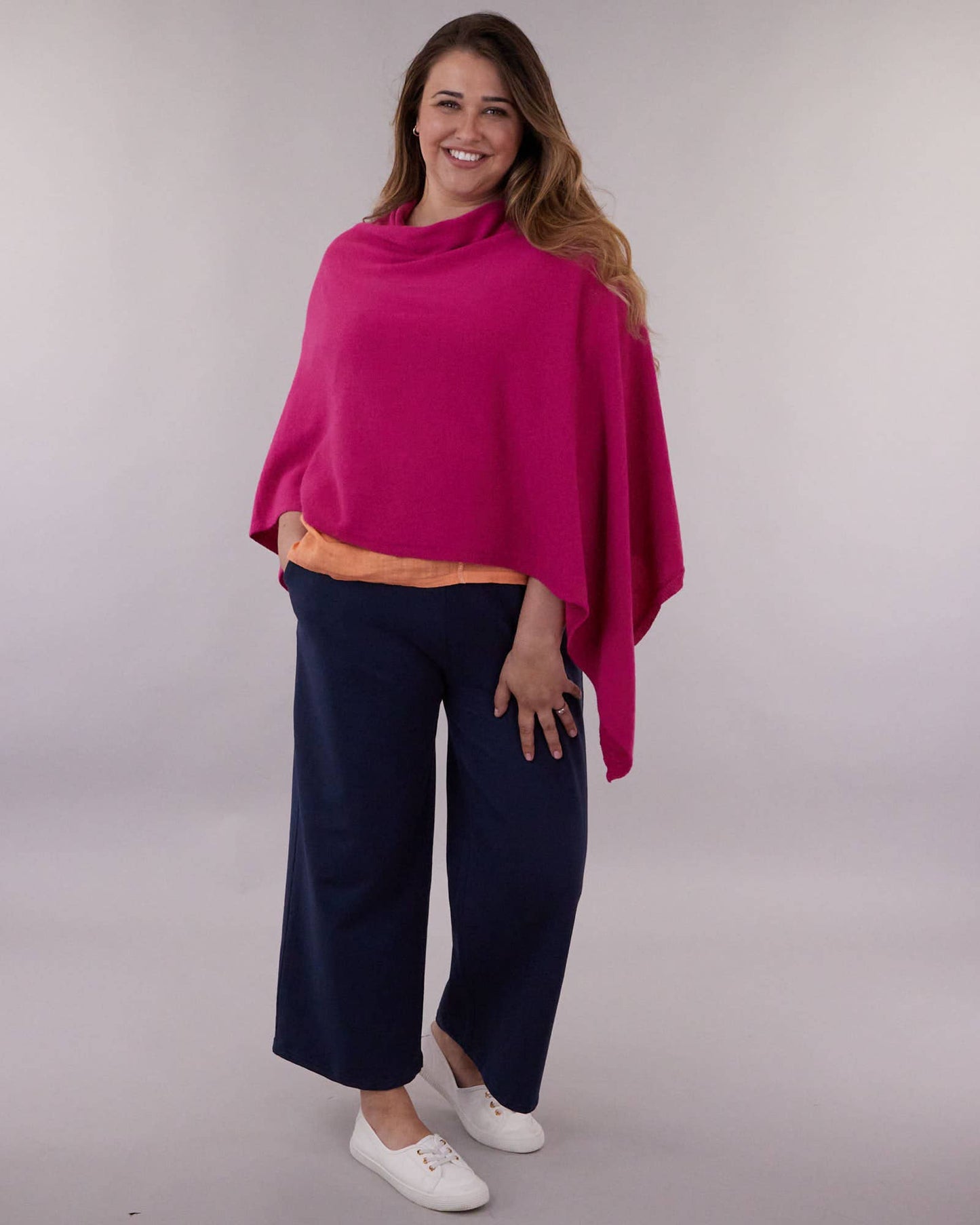 Cadenza Wide Leg Cotton Jersey Trousers: Pink Peppercorn / Small