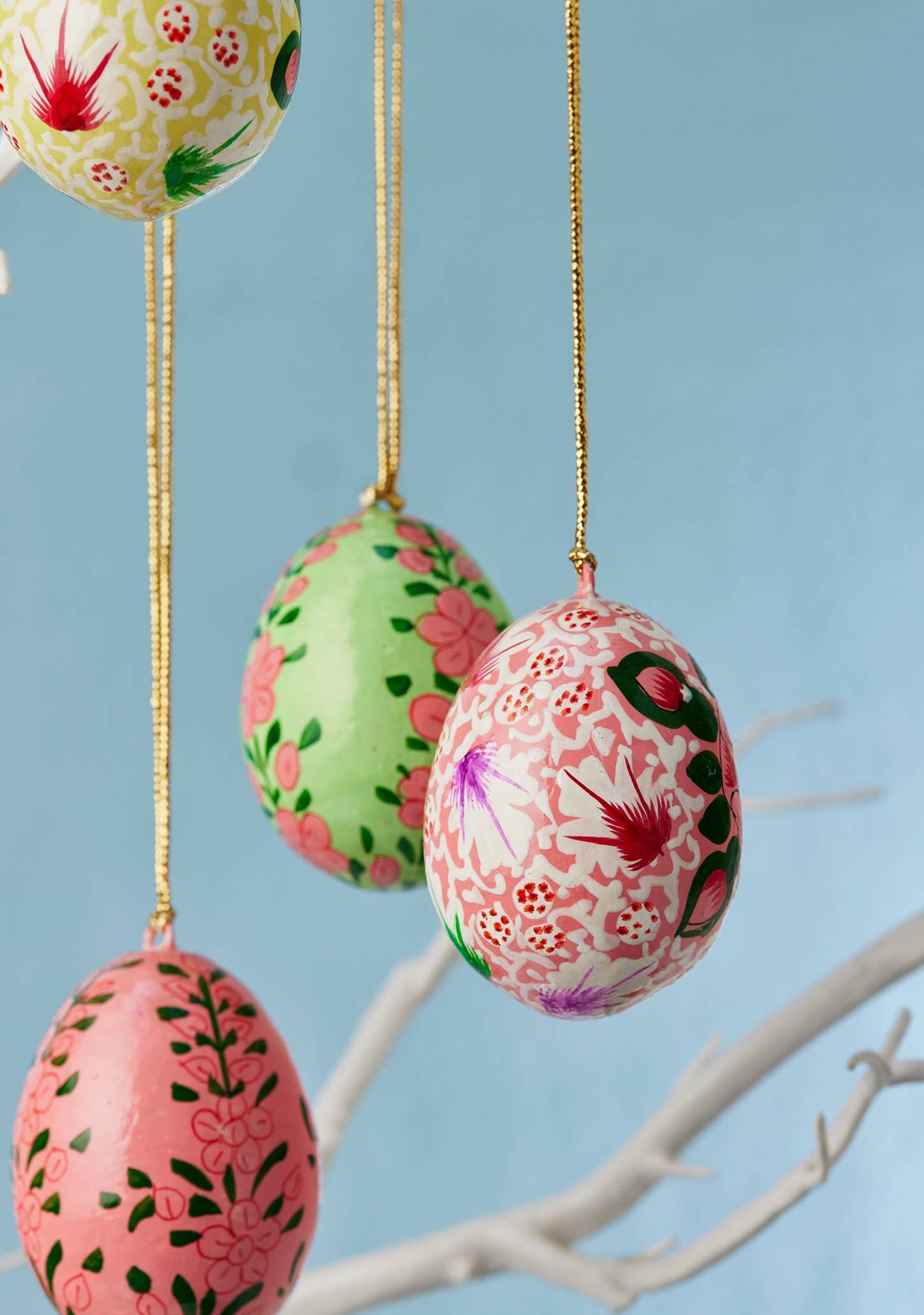 Namaste - Kashmiri Flower Handpainted Easter Egg Hanging Decoration