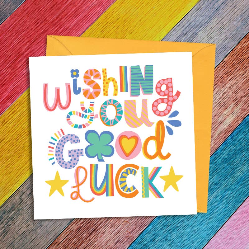 Dandelion Stationery - Good Luck - colourful words - Greetings Card