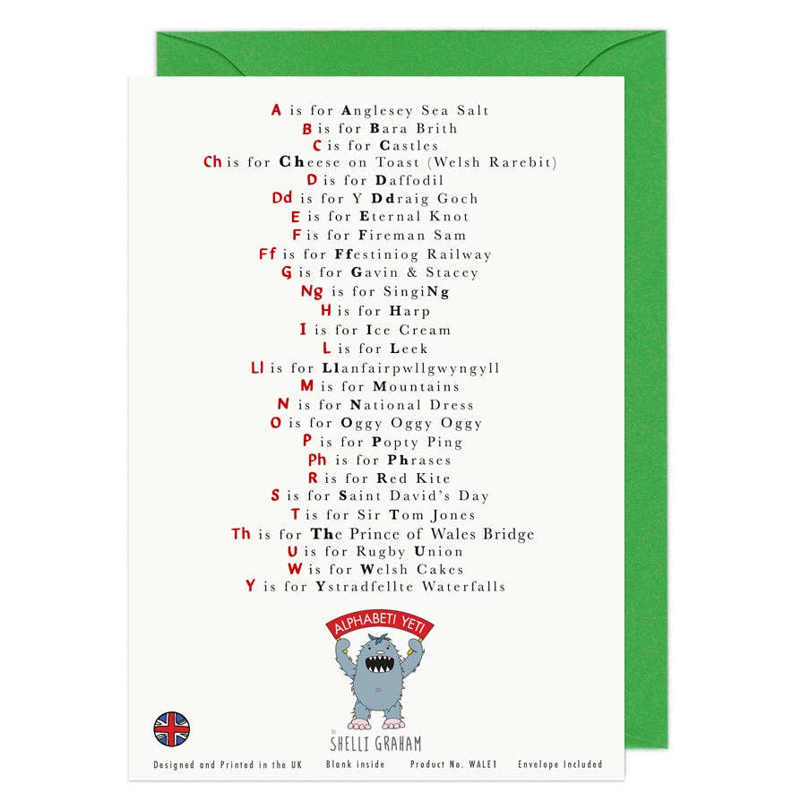 A Very Welsh Alphabet Greeting Card