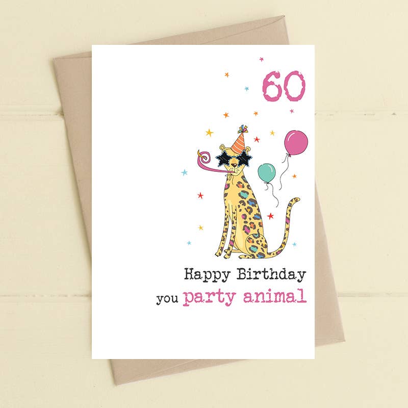 Party Animal - age 60 - Greetings Card