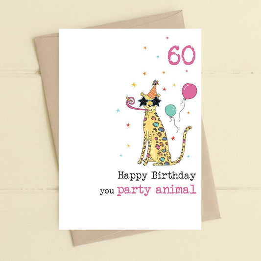 Party Animal - age 60 - Greetings Card