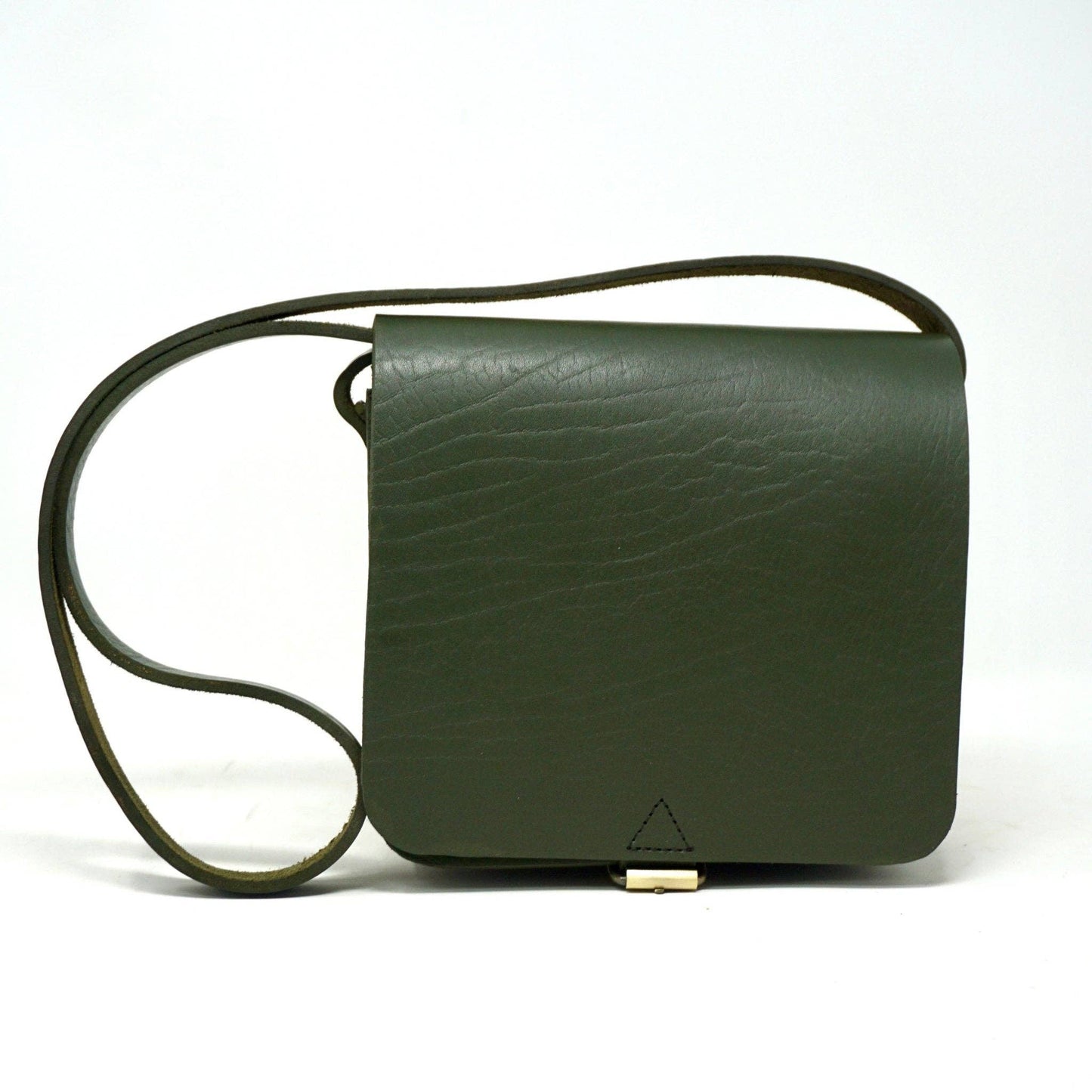 Small Leather Crossbody Satchel – Jessie Unisex Bag in Army Green