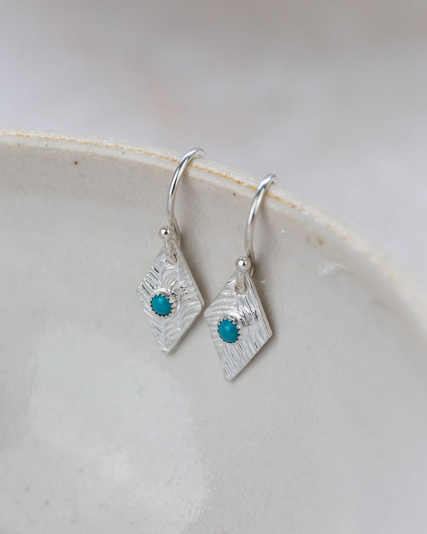 Lucy Kemp - Sterling Silver Diamond & Turquoise Earring