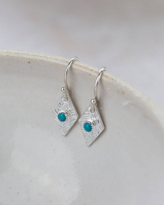 Lucy Kemp - Sterling Silver Diamond & Turquoise Earring