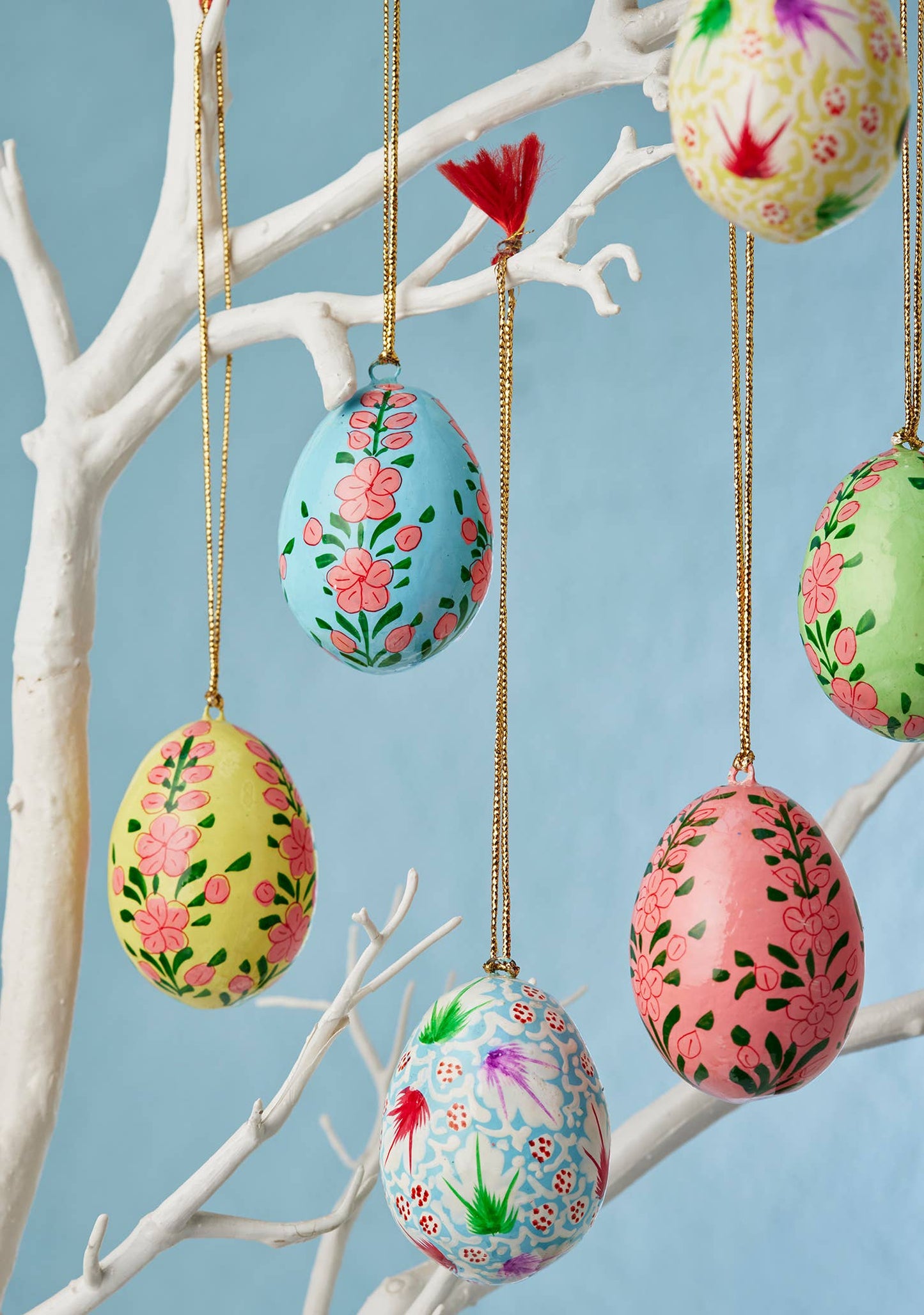 Namaste - Kashmiri Flower Handpainted Easter Egg Hanging Decoration