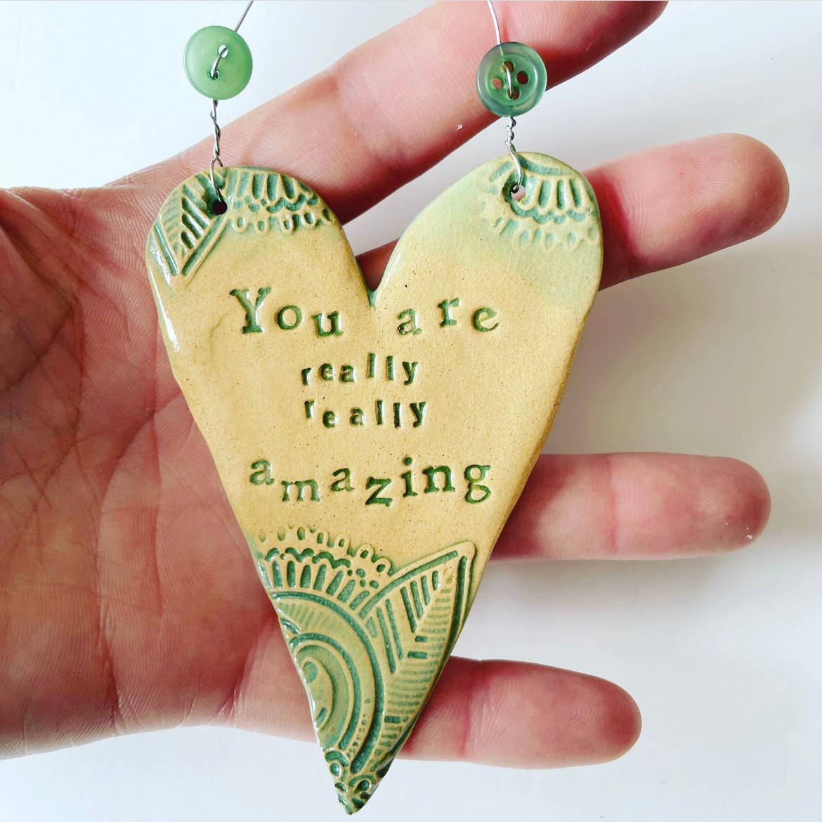 Ceramic Hanging Heart, 'You are Amazing' Gift, Made in Wales