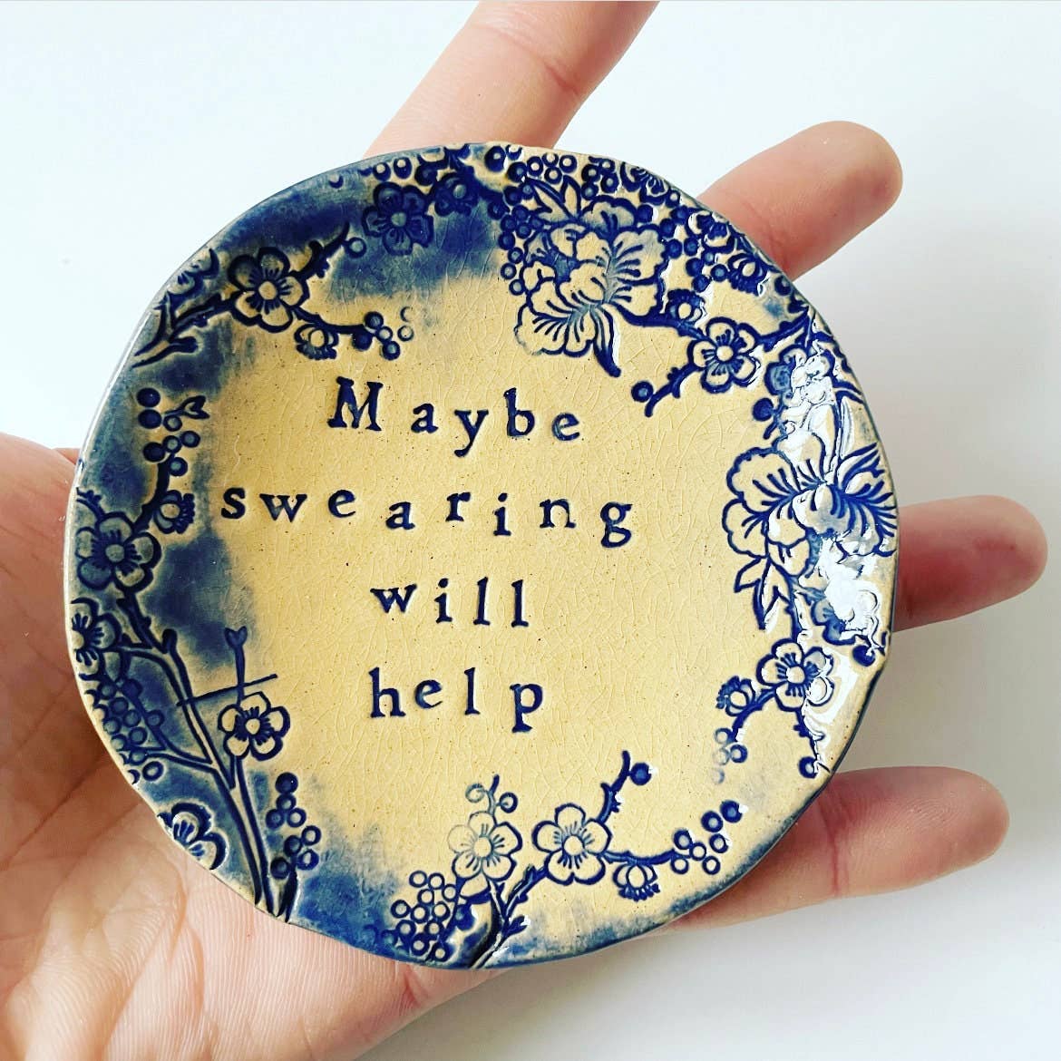Maybe Swearing Will Help - trinket dish - ceramic
