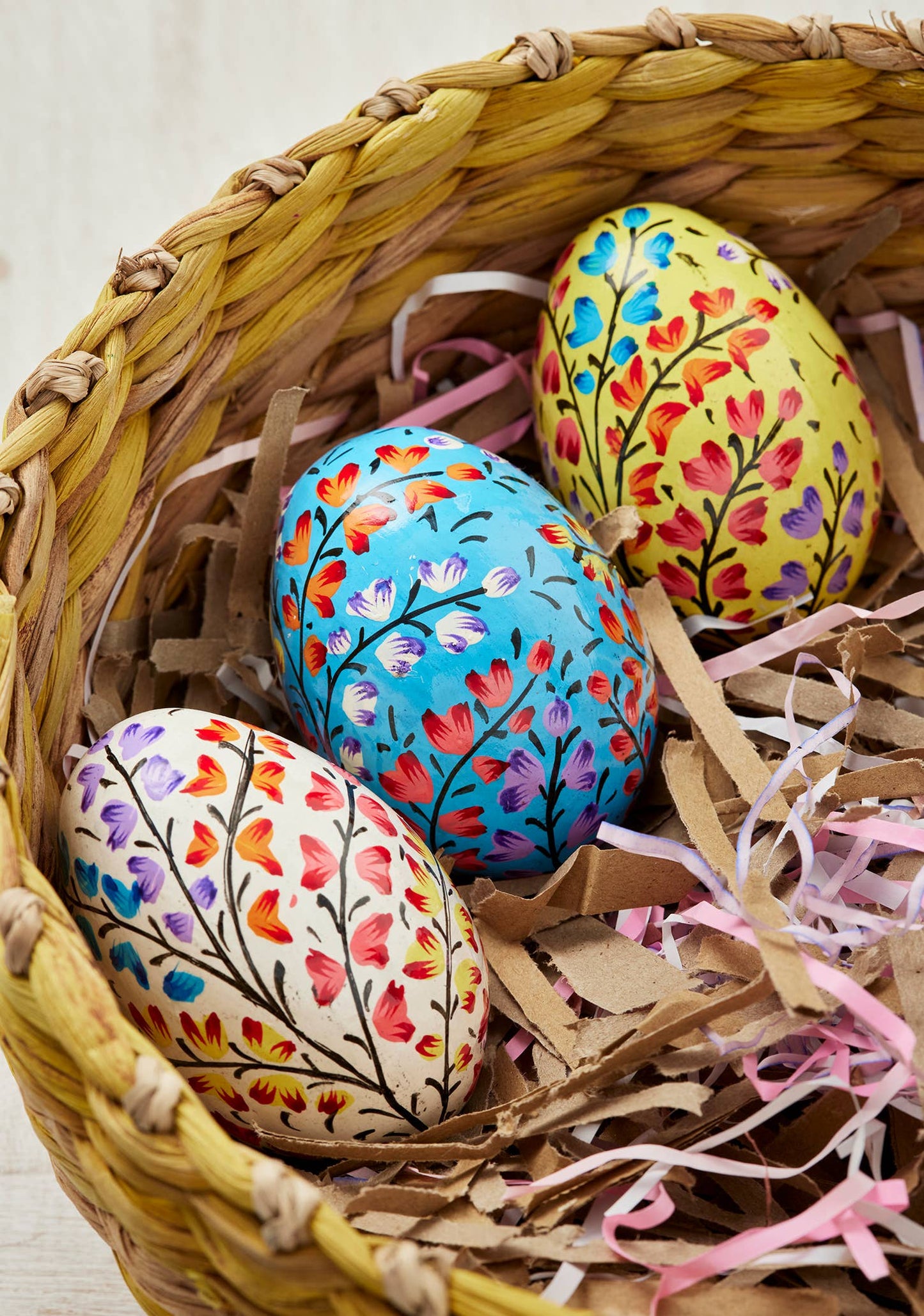 Namaste - Kashmiri Flower Handpainted Easter Egg Decoration