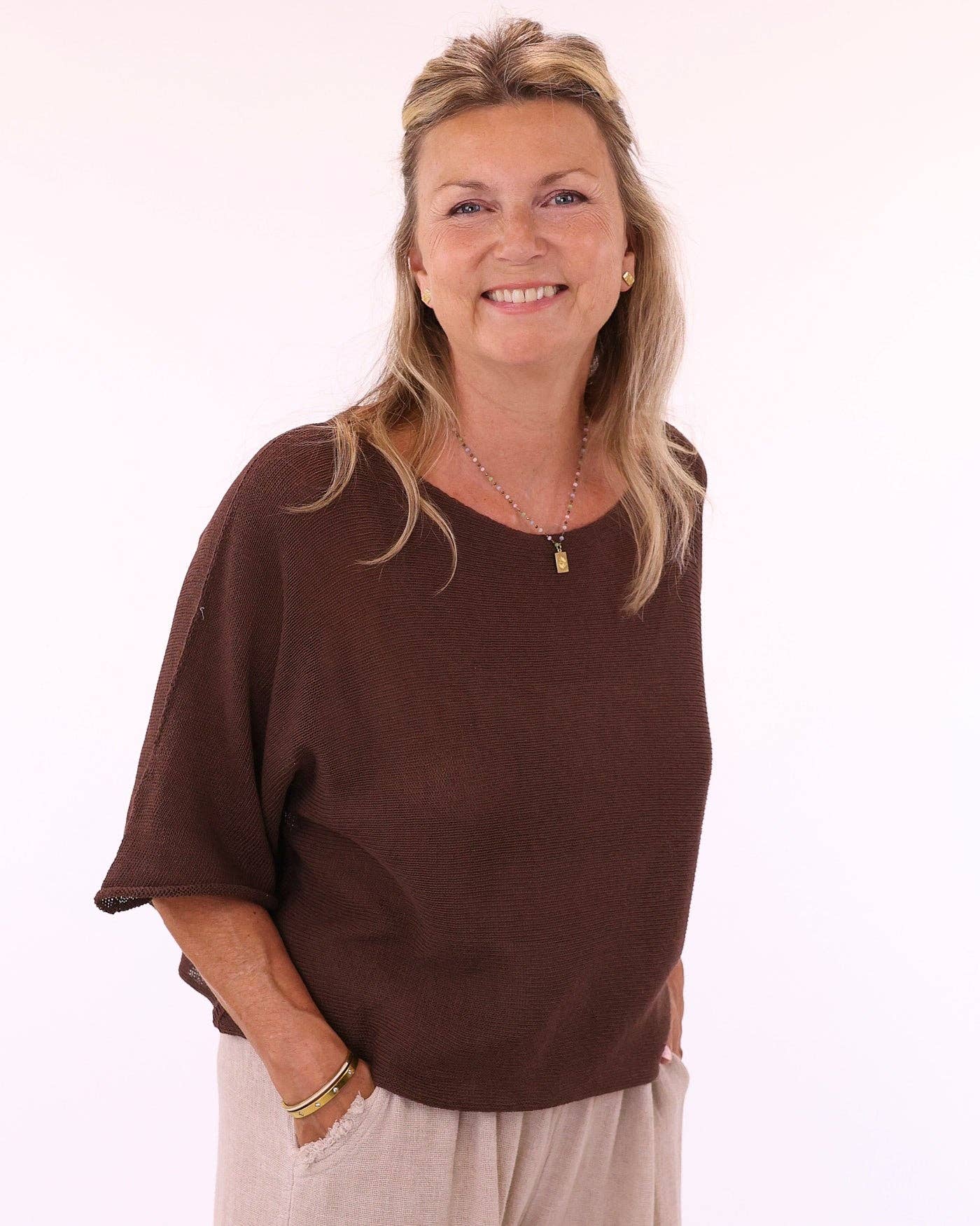 Cadenza - Cotton Blend Short Tunic Top