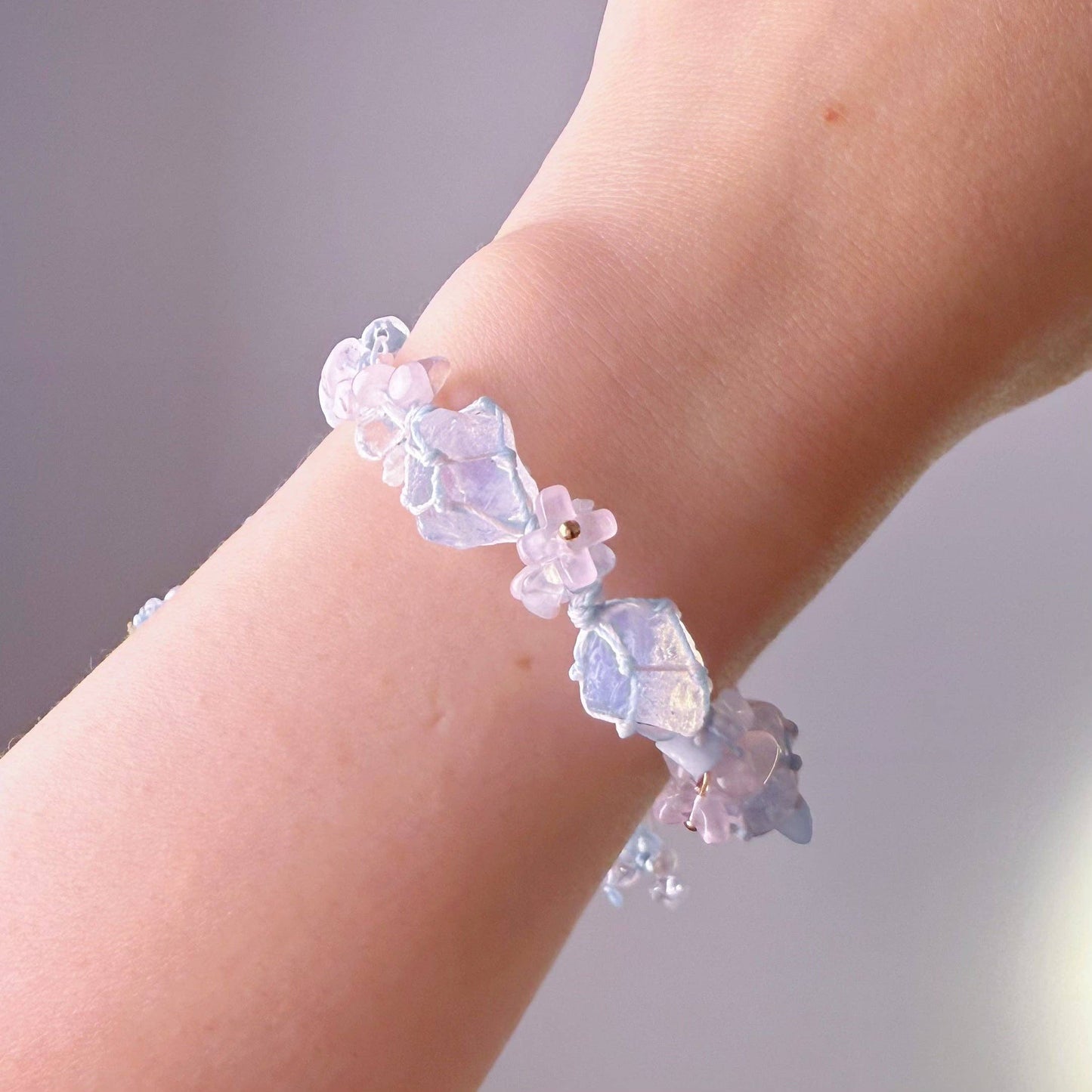 Ninaouity -  - Crown Chakra Lavender Amethyst Handmade Macrame Crystal Bracelet