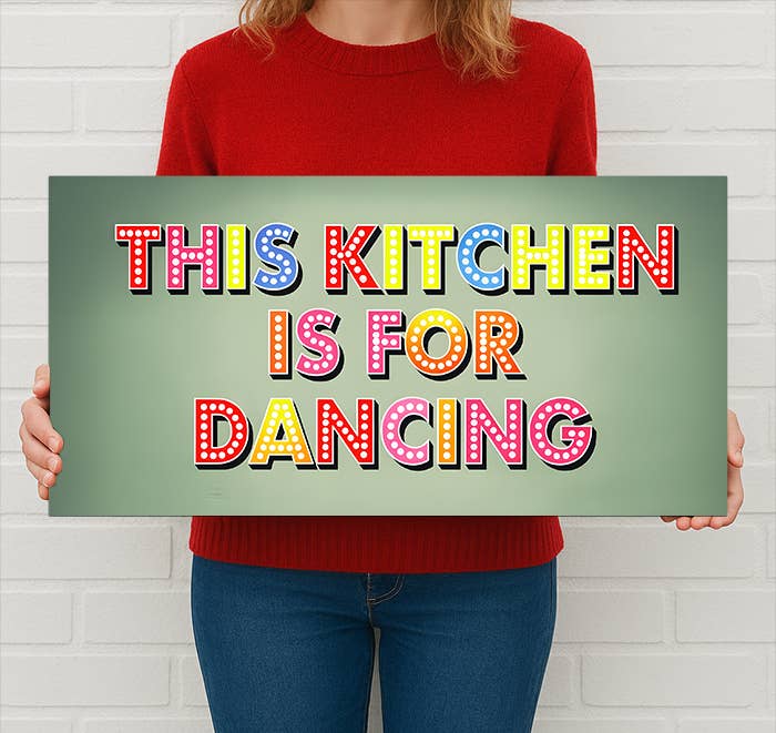 This Kitchen Is For Dancing Sign – Fun Colorful Metal Sign