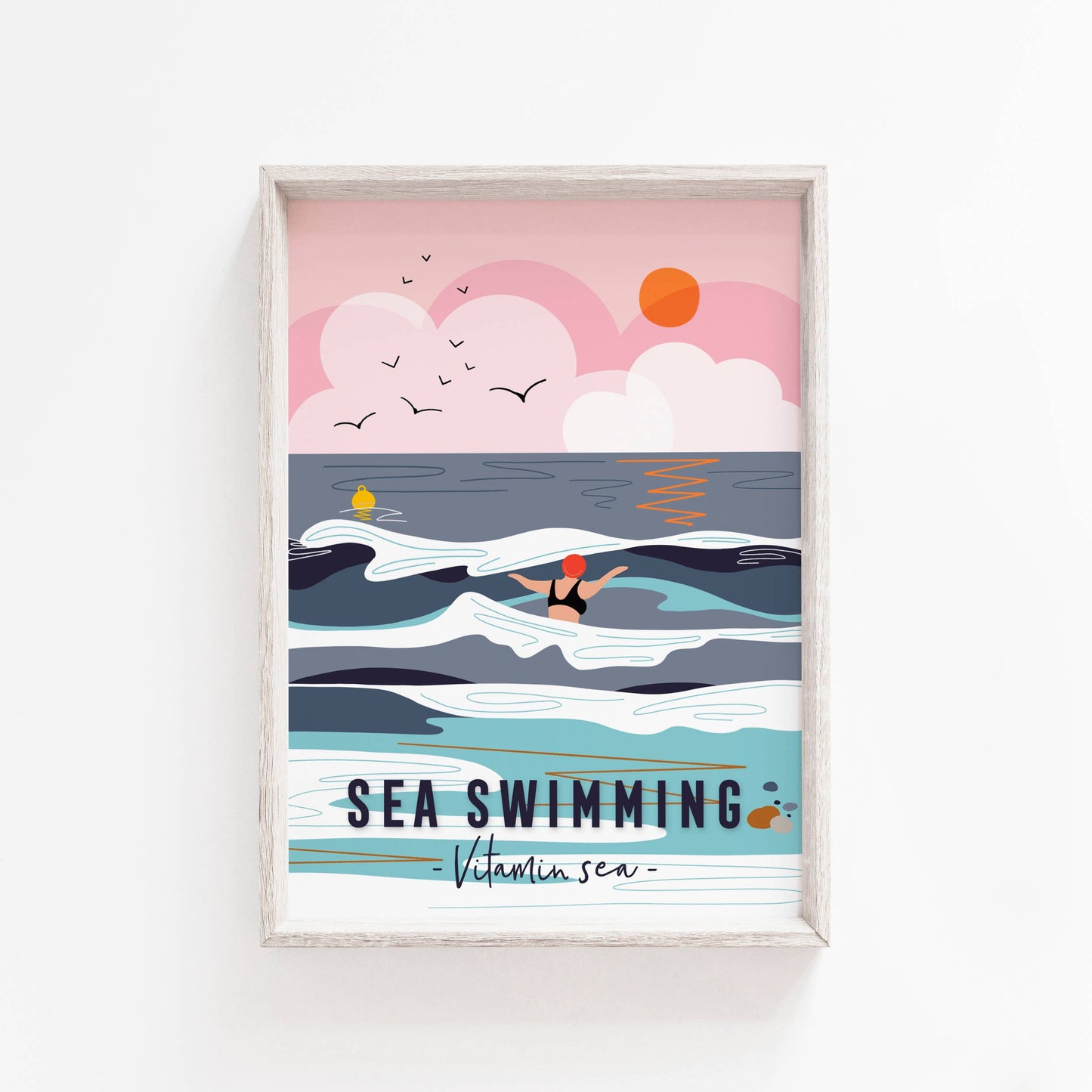 Onneke - Wild swimming print coastal print sea swimming poster print