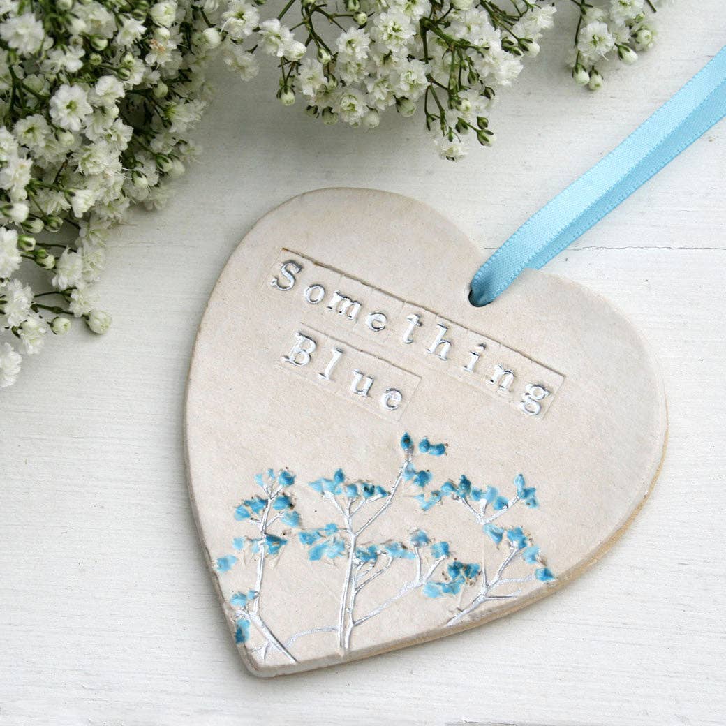Floral Something Blue Hanging Heart