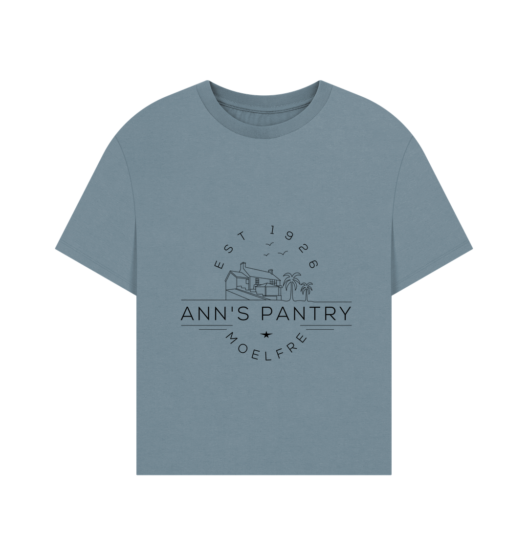 Stone Blue Ann's Pantry Women's Oversized Tee Logo 1