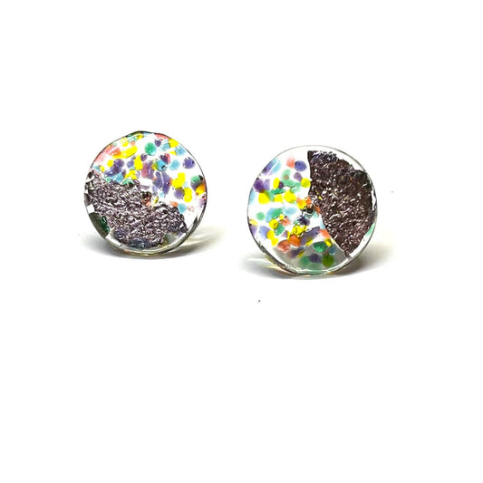 Helen Chalmers - Glass and Palladium Midi Studs, Kaleidos