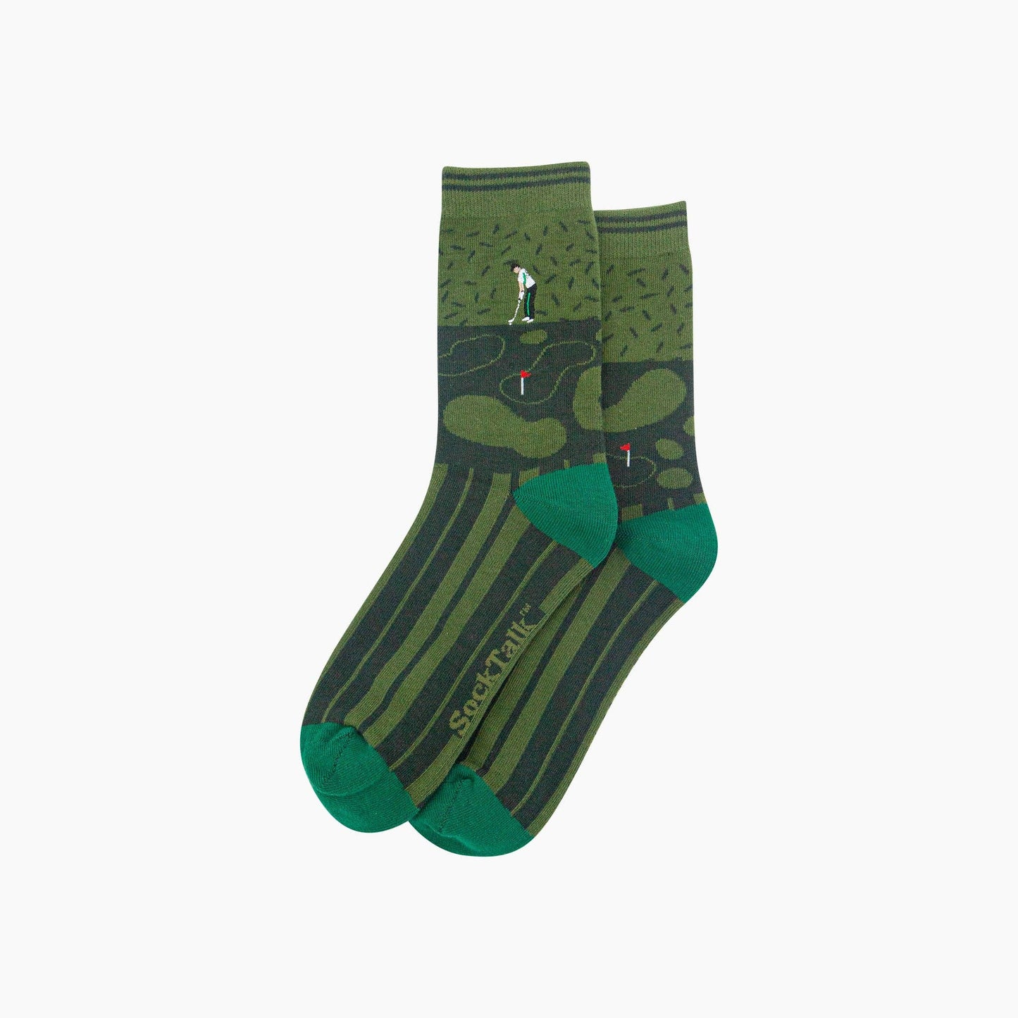Golfer Combed Cotton Pattern Embroidered Socks in Green